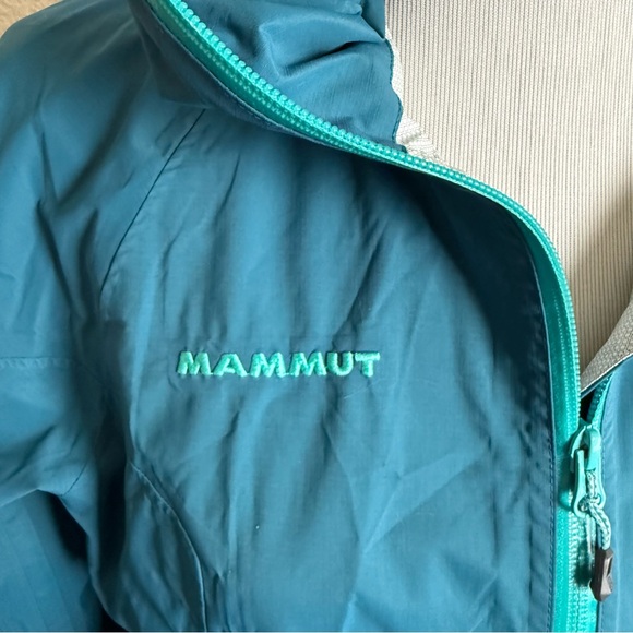 Mammut Drytech Premium Mountain Waterproof Jacket Medium Womens Blue Green New - Picture 3 of 12